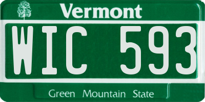 VT license plate WIC593