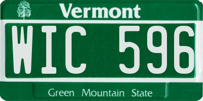 VT license plate WIC596