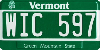 VT license plate WIC597