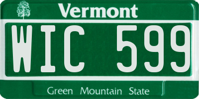 VT license plate WIC599