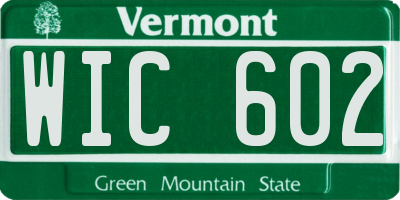 VT license plate WIC602
