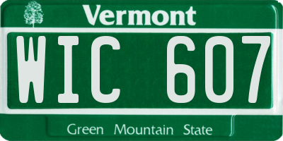 VT license plate WIC607