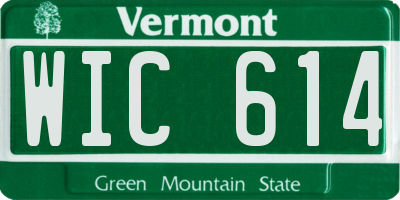 VT license plate WIC614