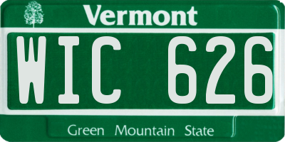 VT license plate WIC626