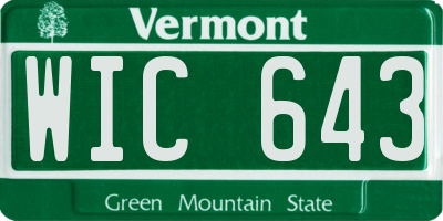 VT license plate WIC643