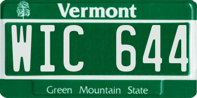 VT license plate WIC644
