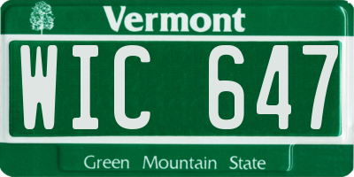 VT license plate WIC647