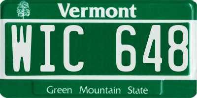 VT license plate WIC648