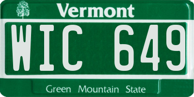 VT license plate WIC649