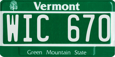 VT license plate WIC670