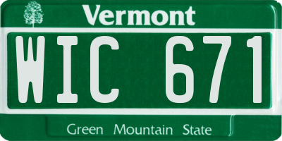 VT license plate WIC671