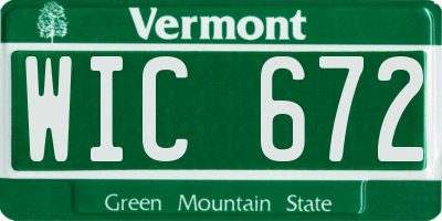 VT license plate WIC672