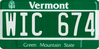 VT license plate WIC674