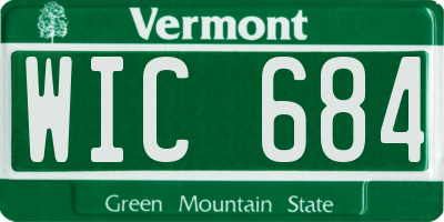 VT license plate WIC684