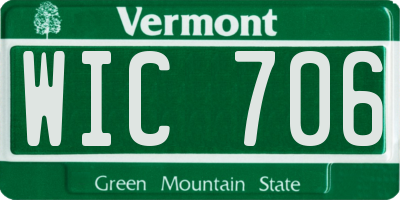 VT license plate WIC706