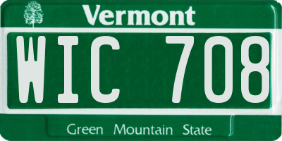 VT license plate WIC708