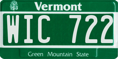 VT license plate WIC722