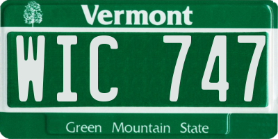 VT license plate WIC747