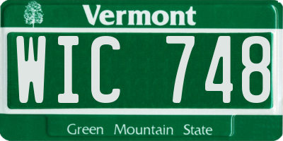 VT license plate WIC748