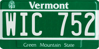 VT license plate WIC752