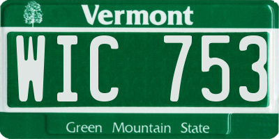 VT license plate WIC753