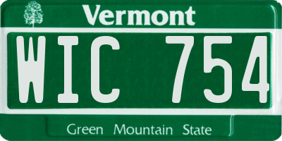 VT license plate WIC754