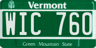 VT license plate WIC760