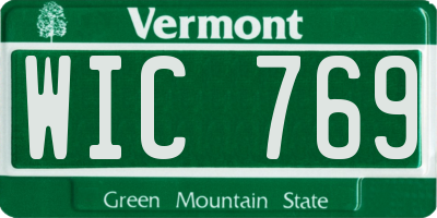VT license plate WIC769