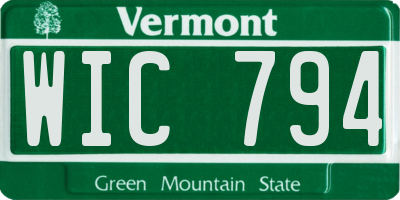 VT license plate WIC794