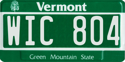 VT license plate WIC804