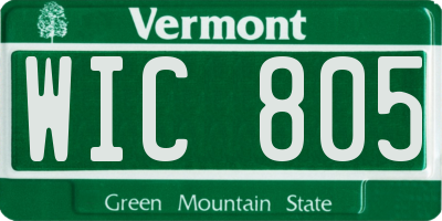 VT license plate WIC805
