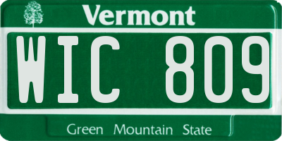VT license plate WIC809