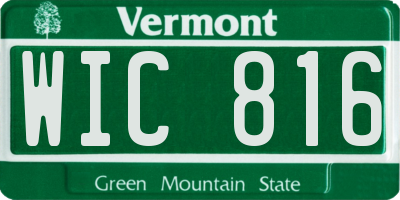 VT license plate WIC816