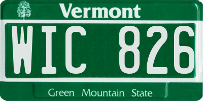 VT license plate WIC826