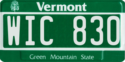 VT license plate WIC830