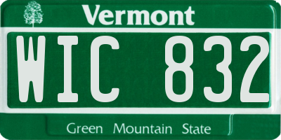 VT license plate WIC832