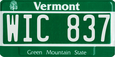 VT license plate WIC837