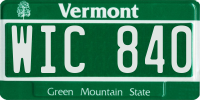 VT license plate WIC840