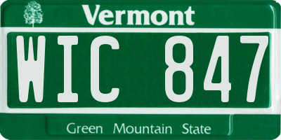 VT license plate WIC847