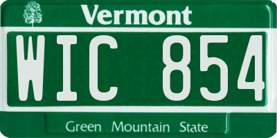 VT license plate WIC854