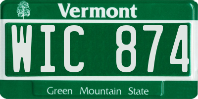 VT license plate WIC874