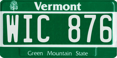 VT license plate WIC876