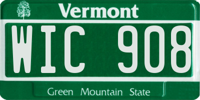 VT license plate WIC908