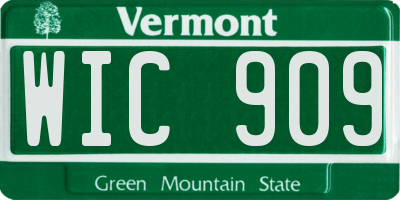 VT license plate WIC909