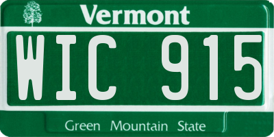 VT license plate WIC915