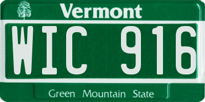 VT license plate WIC916