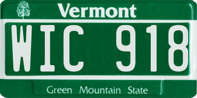 VT license plate WIC918