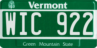 VT license plate WIC922