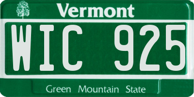 VT license plate WIC925