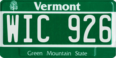 VT license plate WIC926